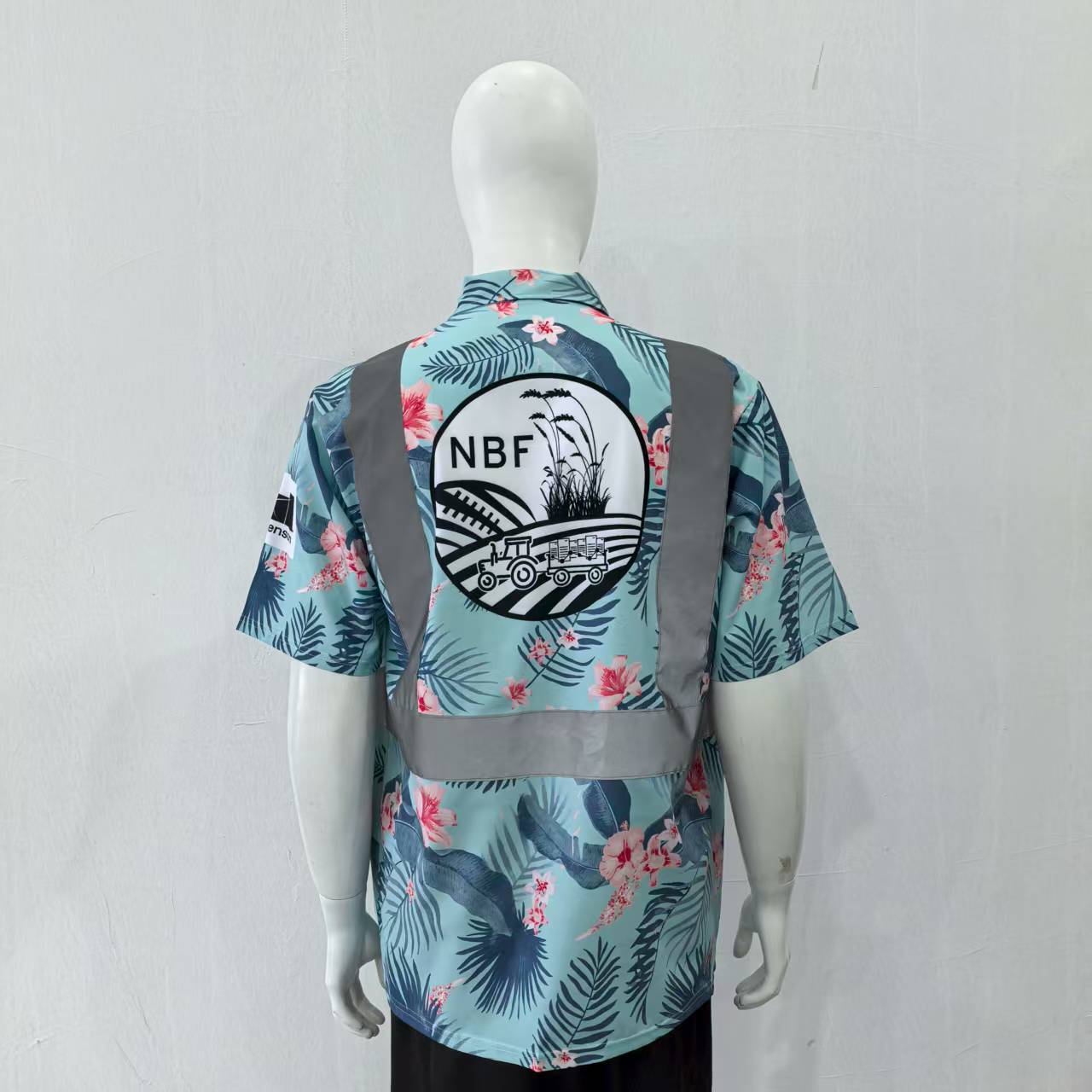 Tropical Print Shirt with Safety Class Tape(Full Dye Sublimation) #500251